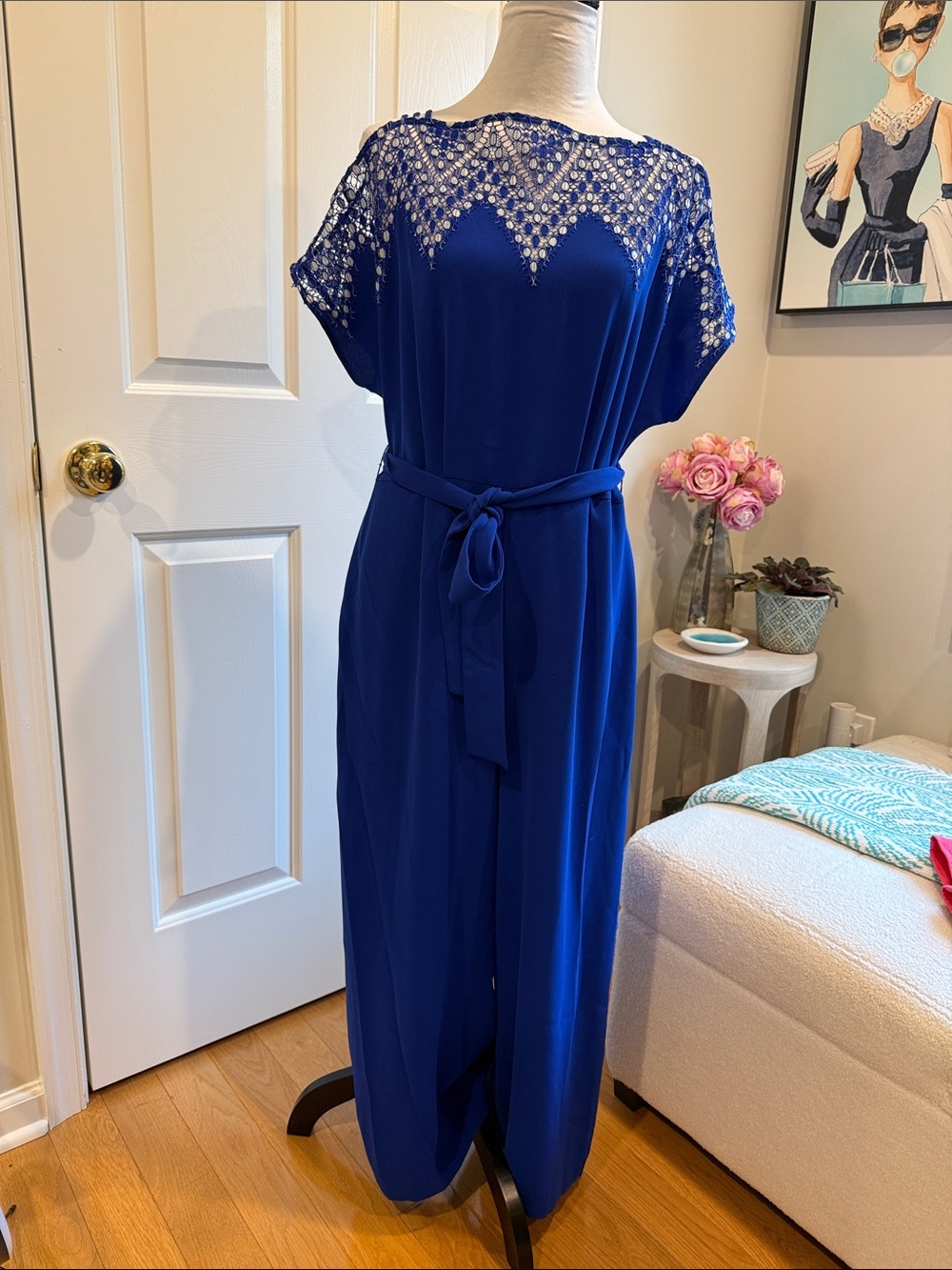 Karen Millen Royal Blue Lace Detail on top jumpsuit